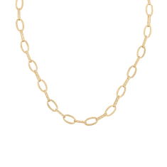 14k Yellow Gold 7.5mm Textured Fancy Oval Link Chain Necklace 1