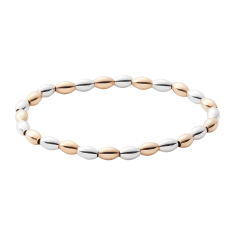 Metal Alchemist Precious Metal Two-Tone Beaded Large and Small Oval Stretch Bracelet 1