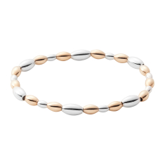 Metal Alchemist Precious Metal Two-Tone Beaded Small, Medium, and Large Oval Stretch Bracelet 1