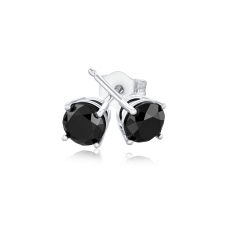 1ctw Round Treated Black Diamond Solitaire 10k White Gold Stud Earrings 1