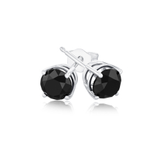 1 1/2ctw Round Treated Black Diamond Solitaire 10k White Gold Stud Earrings 1