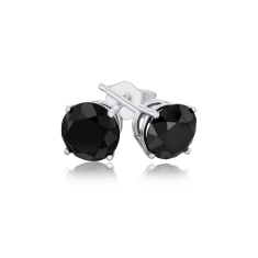 2ctw Round Treated Black Diamond Solitaire 10k White Gold Stud Earrings 1