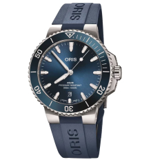 Oris Aquis Date Blue Dial Blue Rubber Strap Watch 41.5mm - 733 7787 4135 4 22 35FC 1