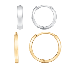 10k Yellow Gold and White Gold Huggie Hoop Earring Set 1
