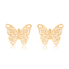 10k Yellow Gold Butterfly Stud Earrings 1