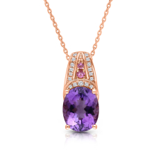 Kallati Amethyst and 1/20ctw Diamond 14k Rose Gold Pendant Necklace 1