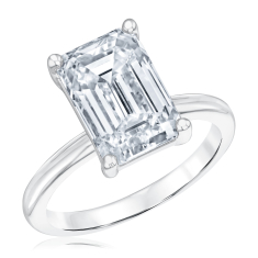 5ct Emerald Lab Grown Diamond Solitaire 14k White Gold Engagement Ring 1