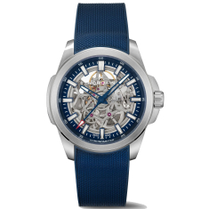 NORQAIN Independence Skeleton Dial Blue Rubber Strap Watch 42mm - N3000S03A/301A/322AR.20S 1