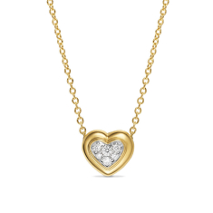 David Yurman Puffy Heart Pendant Necklace in 18K Yellow Gold with Diamonds, 7.8mm 1