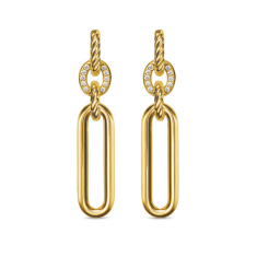 David Yurman Lexington Double Link Drop Earrings in 18K Yellow Gold with Diamonds, 54mm 1