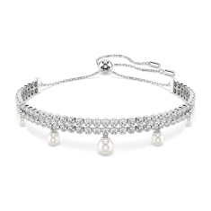 Swarovski Crystal X Ariana Grande Crystal Pearl and Zirconia Rhodium-Plated Adjustable Bracelet 1