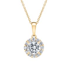1ctw Round Lab Grown Diamond Halo 14k Yellow Gold Pendant Necklace 1