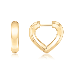 10k Yellow Gold Heart Hoop Earrings 1