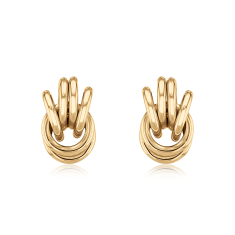 10k Yellow Gold Modern Love Knot Stud Earrings 1