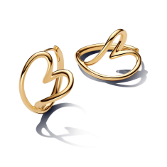 Pandora Organically Shaped Heart Gold-Plated Hoop Earrings 1