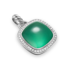 David Yurman Albion Pendant in Sterling Silver with Lagoon Orchid and Diamonds, 15mm 1