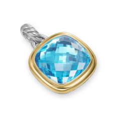 David Yurman Albion Pendant in Sterling Silver with 18K Yellow Gold and Blue Topaz, 15mm 1