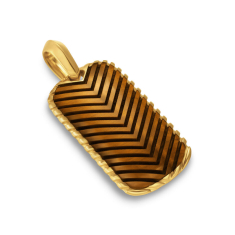 Men's David Yurman Chevron Tag in 18K Yellow Gold with Tiger's Eye, 34mm 1