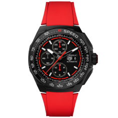 TAG Heuer FORMULA 1 Black Chronograph Dial Red Rubber Strap Watch 44mm - CBZ2085.FT8093 1