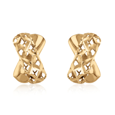 10k Yellow Gold Crisscross Lattice Earrings 1
