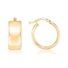 10k Yellow Gold Tube Hoop Earrings, 8x19mm 1