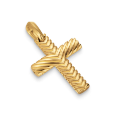 Men's David Yurman Chevron Cross Pendant in 18K Yellow Gold, 36mm 1