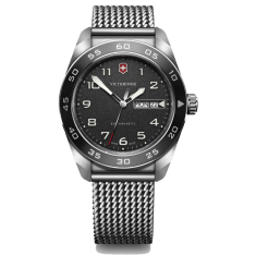 Victorinox Quartz Black Dial Mesh Stainless Steel Watch 42mm - 242043 1