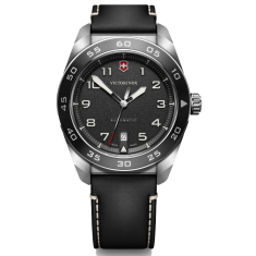 Victorinox Automatic Black Dial Black Leather Strap Watch 42mm - 242044 1