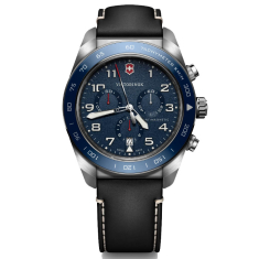 Victorinox Chronograph Blue Dial Blue Leather Strap Watch 42mm - 242047 1