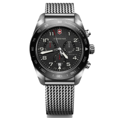Victorinox Chronograph Black Dial Mesh Stainless Steel Watch 42mm - 242048 1