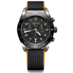 Victorinox Chronograph Black Dial Black and Orange Rubber Strap Watch 42mm - 242050 1