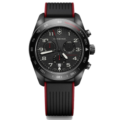 Victorinox Chronograph Black Dial Black and Red Rubber Strap Watch 42mm - 242051 1