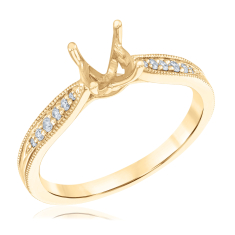 1/10ctw Diamond Milgrain Detail 14k Yellow Gold Engagement Ring Setting 1
