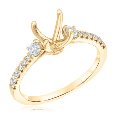 1/3ctw Diamond Three-Stone 14k Yellow Gold Engagement Ring Setting 1