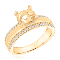1/3ctw Diamond Wide Band 14k Yellow Gold Engagement Ring Setting 1