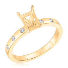 1/10ctw Diamond Bezel-Set Stations 14k Yellow Gold Engagement Ring Setting 1