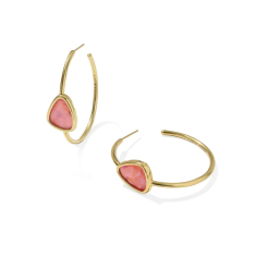 Kendra Scott Margot Vintage Gold-Tone Hoop Earrings in Pink Coral Iridescent Abalone 1