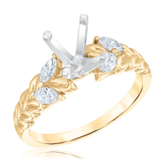 1/3ctw Marquise Diamond 14k Yellow Gold Botanical Engagement Ring Setting 1