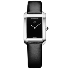 Baume & Mercier Hampton 10760 Quartz Black Dial Black Leather Strap Watch 35mm - BMM0A10760 1