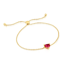 TOUS Garden of Love Heart-Shaped Created Ruby Gold-Plated Adjustable Bracelet 1