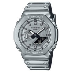 Casio G-Shock G-Steel Fine Metallic Series Analog-Digital Silver-Tone Silicone Strap Watch - GM2100YM-8A 1