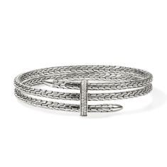 John Hardy Spear 1/4ctw Diamond 4mm Sterling Silver Triple Flex Cuff Bracelet 1