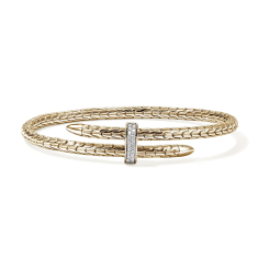 John Hardy Spear 1/6ctw Diamond 4mm Yellow Gold Flex Cuff Bracelet 1