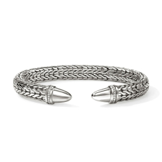 John Hardy Spear 50 1/4ctw Diamond 8.9mm Sterling Silver Cuff Bracelet 1