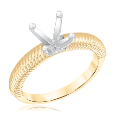 14k Yellow Gold Etched Rope Detail Engagement Ring Setting 1