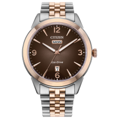 Citizen Eco-Drive Rolan Brown Dial Two-Tone Stainless Steel Bracelet Watch 40mm - AW0156-57X 1