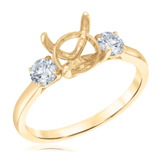 1/2ctw Diamond Three-Stone 14k Yellow Gold Engagement Ring Setting 1