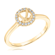 1/10ctw Round Diamond Halo 14k Yellow Gold Engagement Ring Setting 1