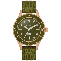 Bulova Mill Ships Special Edition Green Dial Strap Watch 41mm - 98A324 1