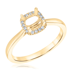 1/15ctw Cushion Diamond Halo 14k Yellow Gold Engagement Ring Setting 1